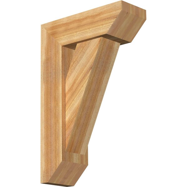 Ekena Millwork Traditional Slat Rough Sawn Bracket w/ Offset Brace, Western Red Cedar, 8"W x 22"D x 34"H BKT0806X22X34TRA06RWR - main